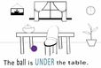 livingroom with ball under table